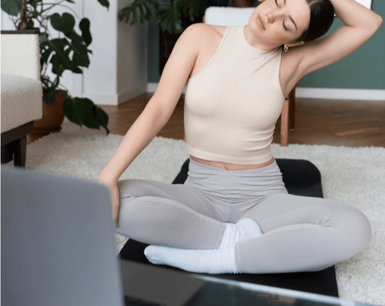 Woman stretching for gut health